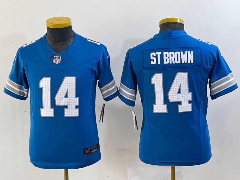 Youth Detroit Lions #14 Amon Ra St Brown Limited Blue 2024 FUSE Vapor Jersey->youth nfl jersey->Youth Jersey